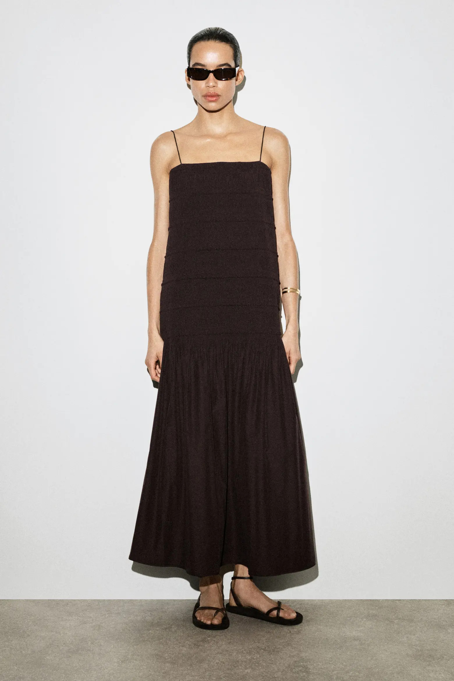 Ruched Dropped-waist Poplin Midi Dress | Nordstrom