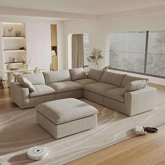 160.6" Cloud Couch Modular Sectional Sofa for Livingroom,Oversized Convertible Sofa with Storage ... | Amazon (US)