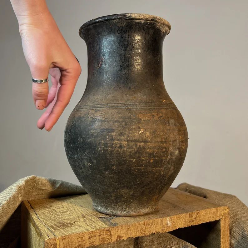 Vintage Clay Vase Rustic Shelf Decor Wabi Sabi Vessel Rare | Etsy | Etsy (US)
