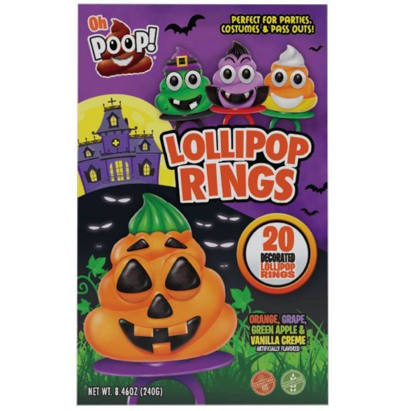 Oh Poop! Halloween Lollipop Rings - 8.46oz/20ct | Target