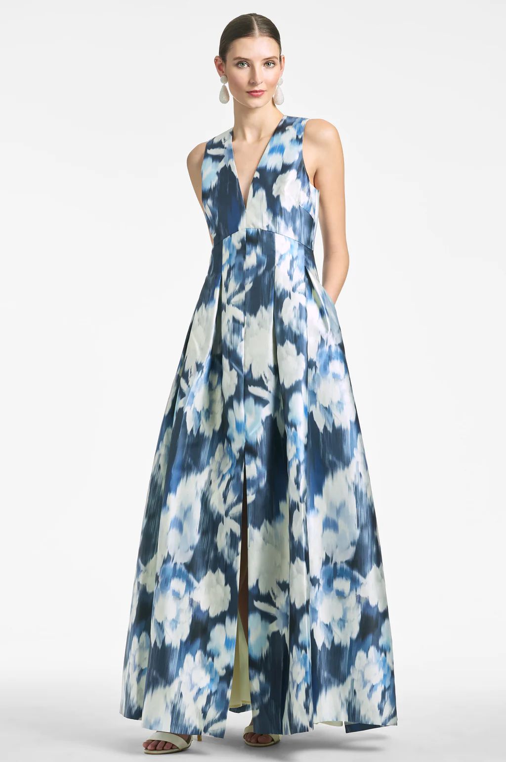 Brooke Gown - Blue Ikat Floral | Sachin & Babi