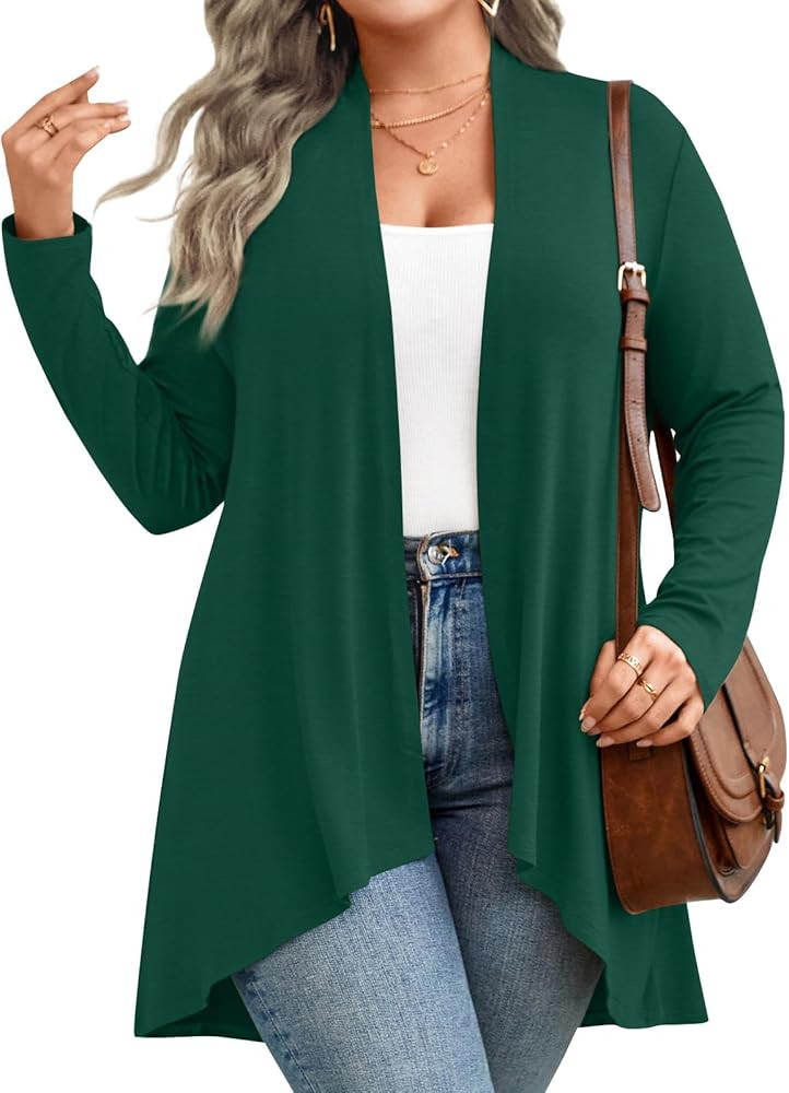 Anymiss Womens Plus Size Cardigan 2026 Lightweight Long Sleeve Jacket 1X-5X | Amazon (US)