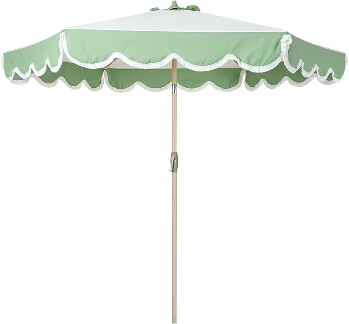 Tempera 9ft Scalloped Patio Umbrellas with Fringe, Market Umbrellas with Water-Resistant and Fade... | Amazon (US)