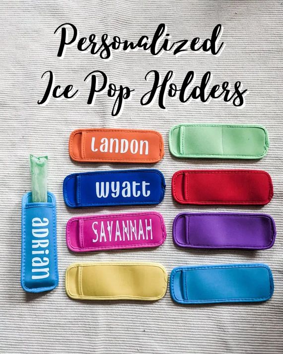 Personalized Ice Pop Holders, Custom Name Reusable Popsicle Holders, Freeze Pop Sleeve Kids Gift | Etsy (US)