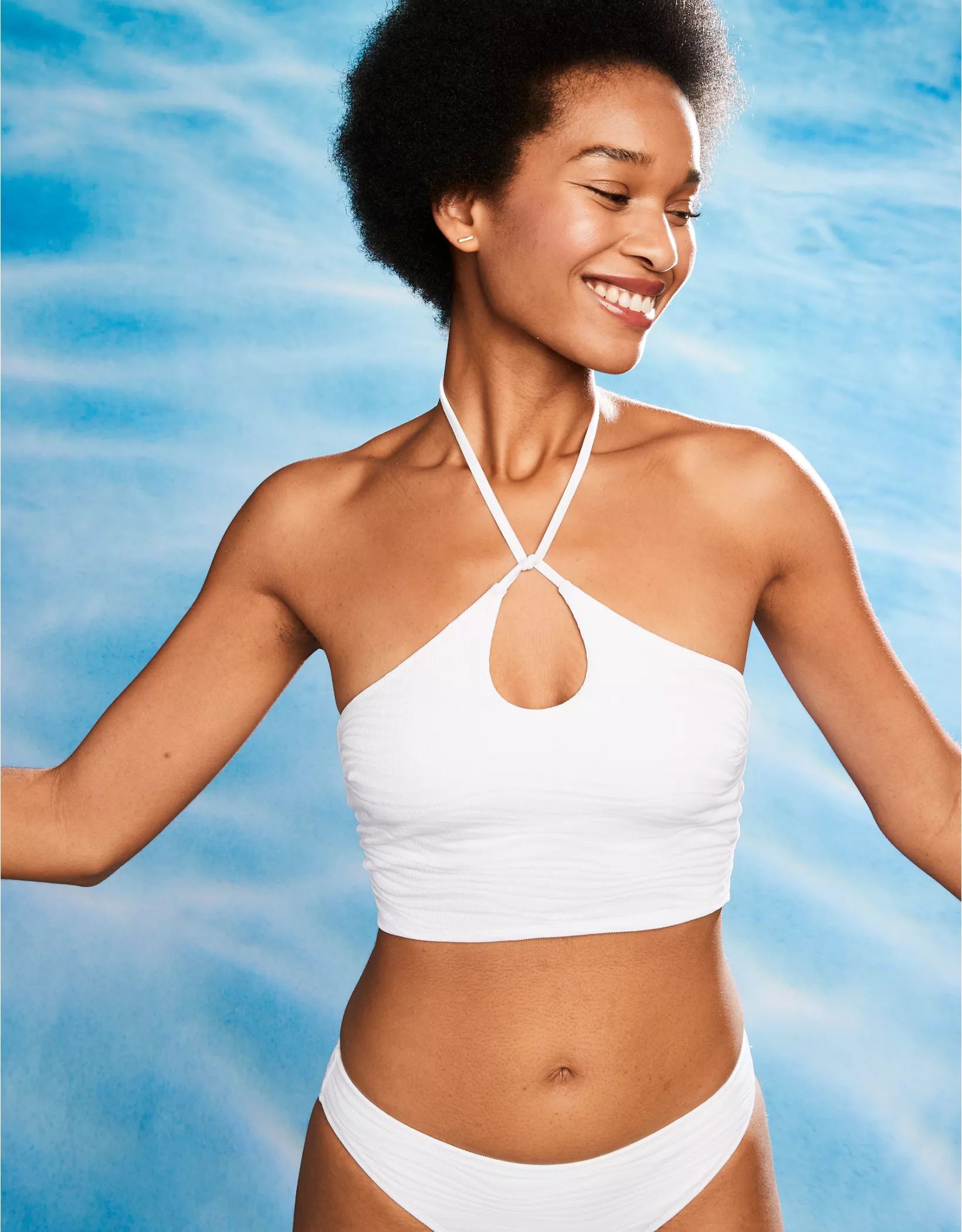 Aerie Jacquard Longline Halter Bikini Top | American Eagle Outfitters (US & CA)