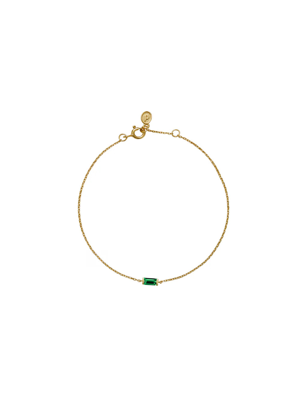 BAGUETTE CHAIN BRACELET IN LAB EMERALD | Dorsey