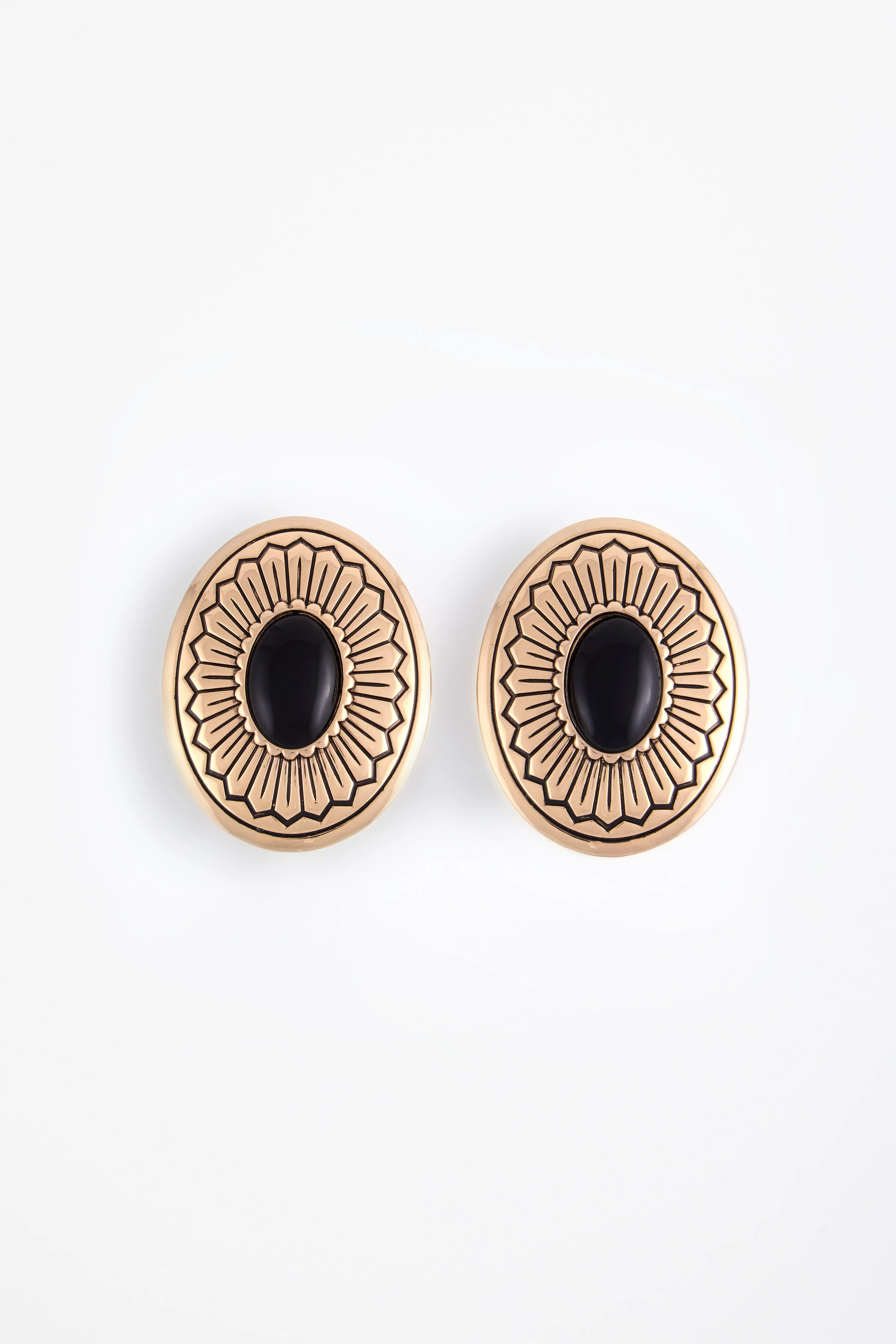 Western Oval Earring (Gold/Black) | SAME