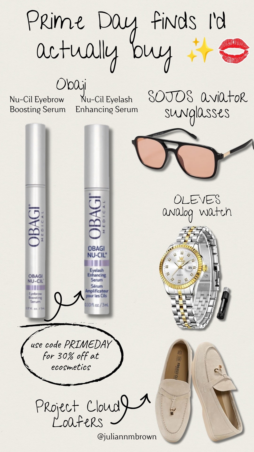Prime Day finds I’d actually buy and use. ✨

I pulled together a quick edit of beauty, accessories, shoes, and everyday staples that feel polished, wearable, and worth checking out while they’re on deal.

A few favorites:
Obagi lash + brow serums
Aviator sunglasses
Classic analog watch
Easy neutral loafers

Save this for your Prime Day shopping, and tap the links before the deals change or sell out.