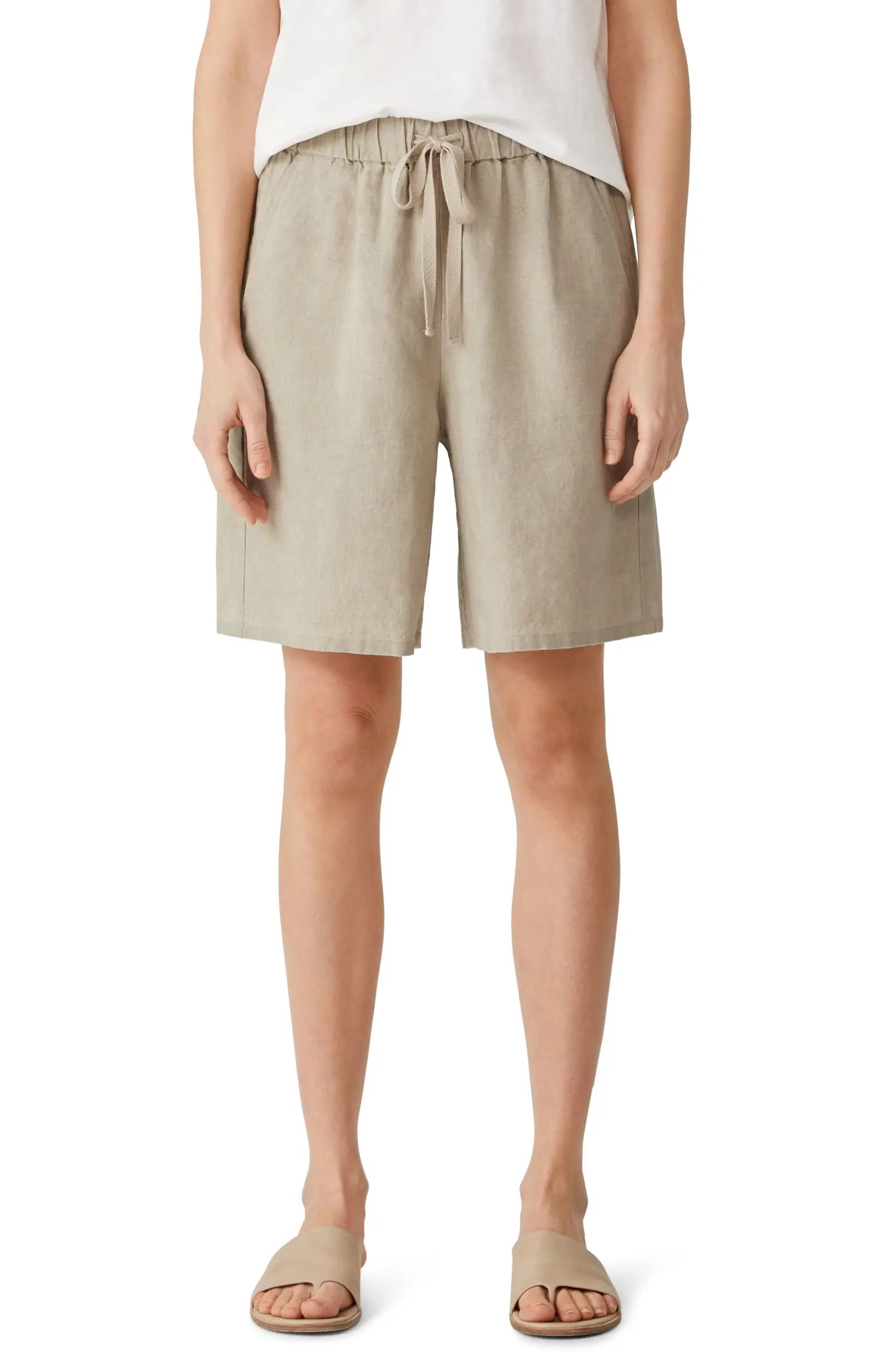 Eileen Fisher Drawstring Organic Linen Shorts | Nordstrom | Nordstrom