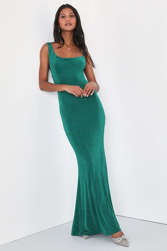Surely a Stunner Emerald Cowl Asymmetrical Mermaid Maxi Dress | Lulus (US)