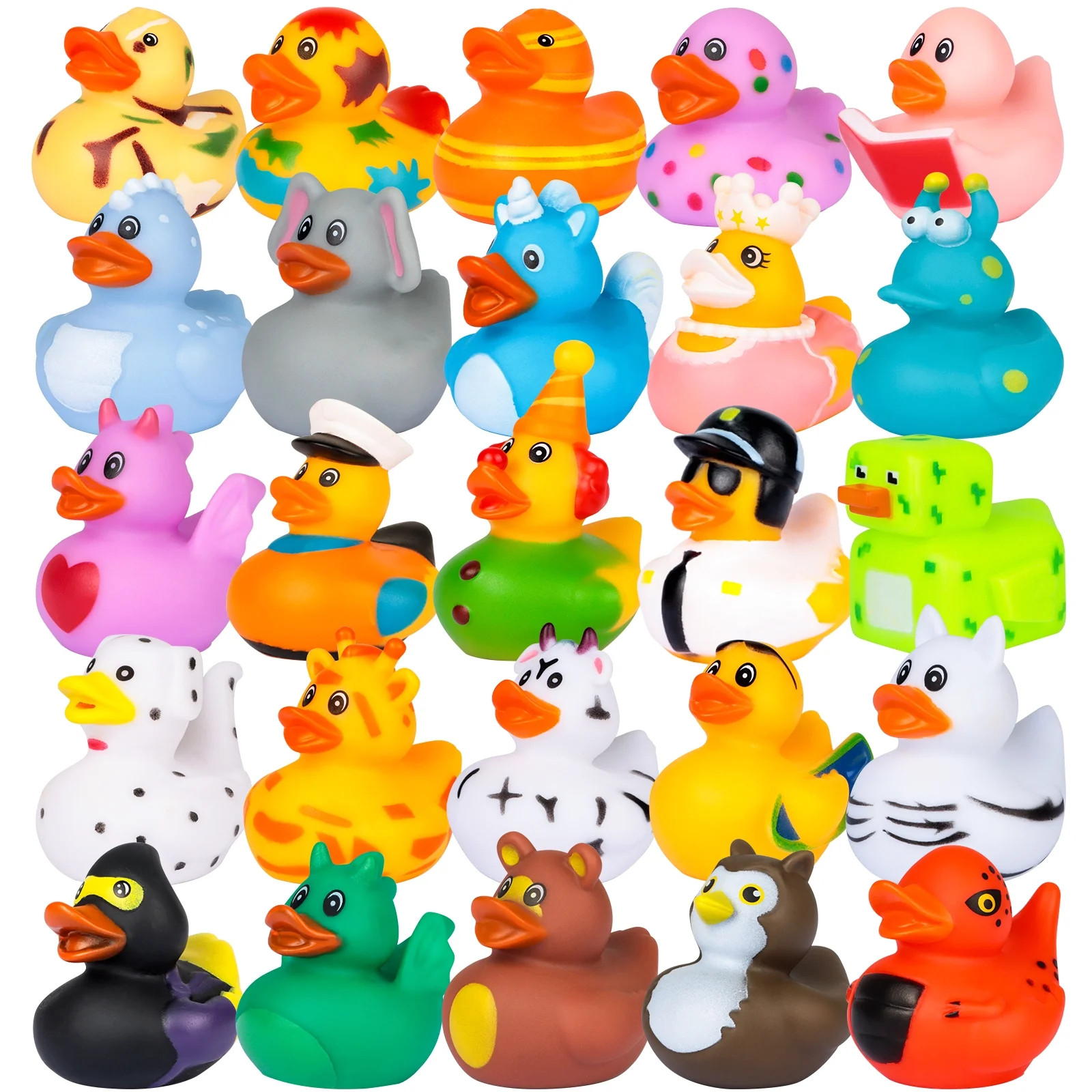 Aboosam 25 Pieces Assorted Rubber Ducks in Bulk - Mini Rubber Ducks Bath Tub Toys for Boys and Gi... | Walmart (US)