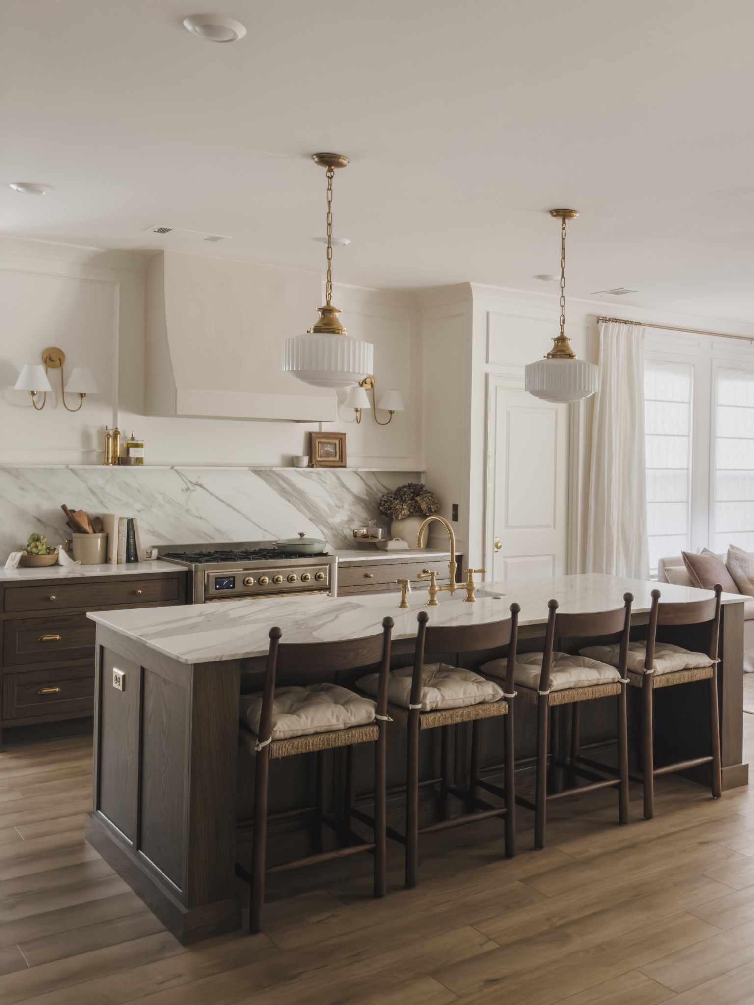Timeless, neutral kitchen with rich wood tones, classic barstools, and brass accents. Rounding up some of my favorite barstools inspired by my newest addition along with all of my look for less finds of this space.

Home finds, kitchen views, neutral home inspo, classic kitchen, open concept kitchen, quality over quantity, rich wood tones, kitchen pendants, wall sconce, barstool details, linen curtain, creamy whites, Wayfair, Etsy, Home and Kids Co, McGee and Co, Visual Comforts, found it on Amazon, collected style, Nancy Meyer’s vibes, banquette details, brass accents, summer refresh, shop the look!

#LTKSummerEdit 

#LTKSeasonal #LTKHome