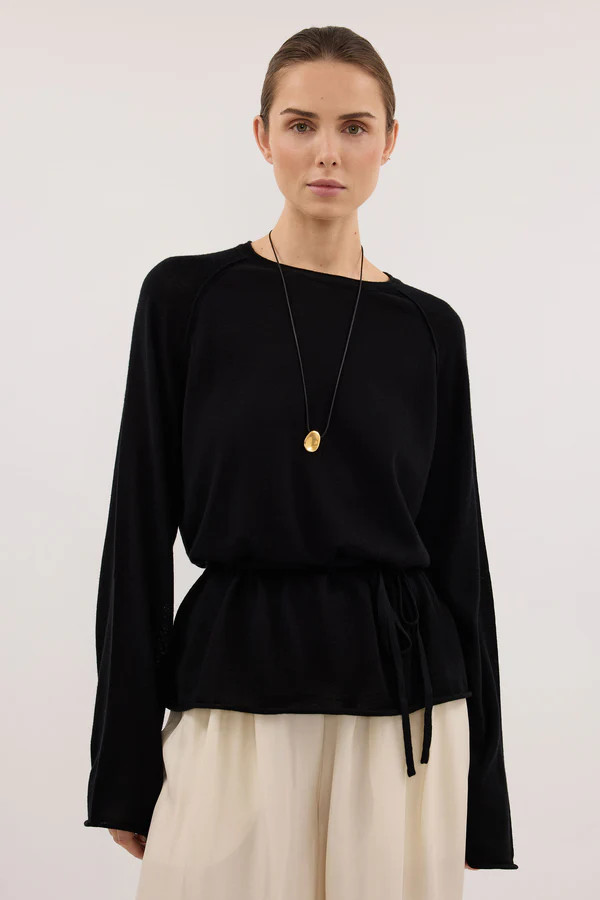 DUKE BLACK TIE MERINO KNIT TOP | DISSH