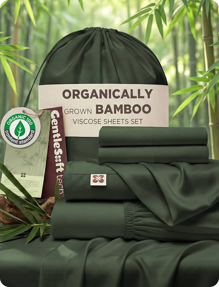 Bedsure 100% Organically Grown Bamboo Viscose King Size Sheets Set | Cooling Bedsheets for Hot Sl... | Amazon (US)