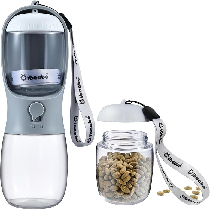 Cibaabo Dog Water Bottle with Food Container, Travel Puppy Water Bowl, Portable Pet Dispenser, Do... | Amazon (US)
