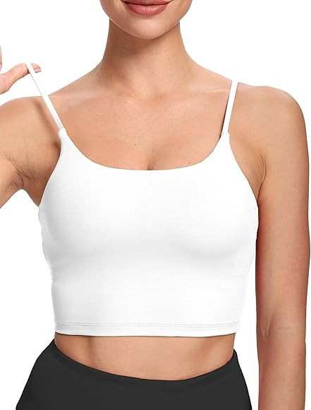 HHUQ Women’s Longline Sports Bra Wirefree Padded Medium Support Yoga Bras for Running Workout T... | Amazon (US)