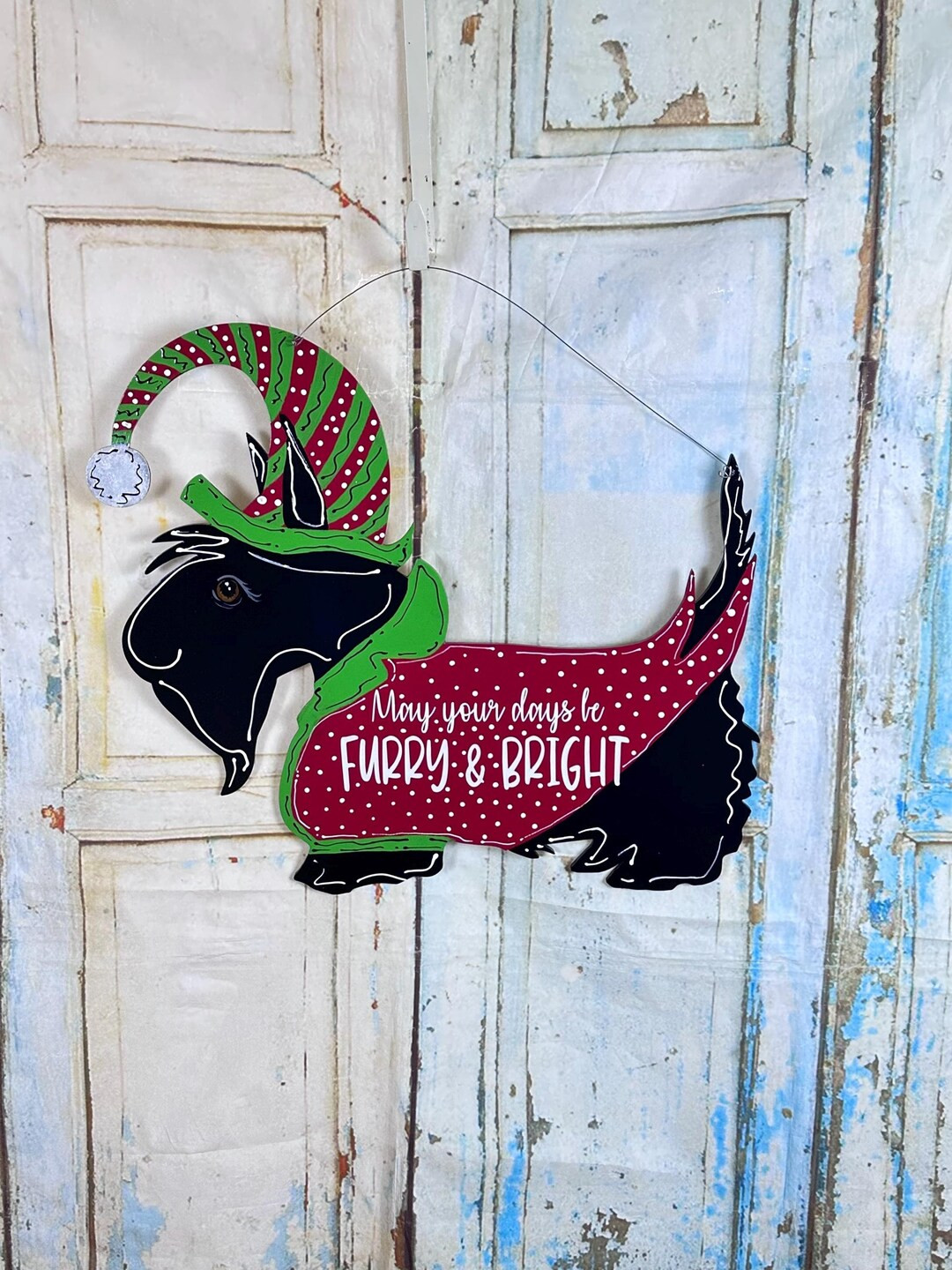 Christmas Scottie Door Hanger, Scottie Dog, Scottish Terrier, Scottie Door Hanger, Scottie Welcom... | Etsy (US)