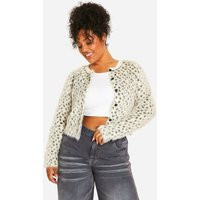 Womens Plus Leopard Brushed Cardigan - Cream - 24 | boohoo (US & Canada)
