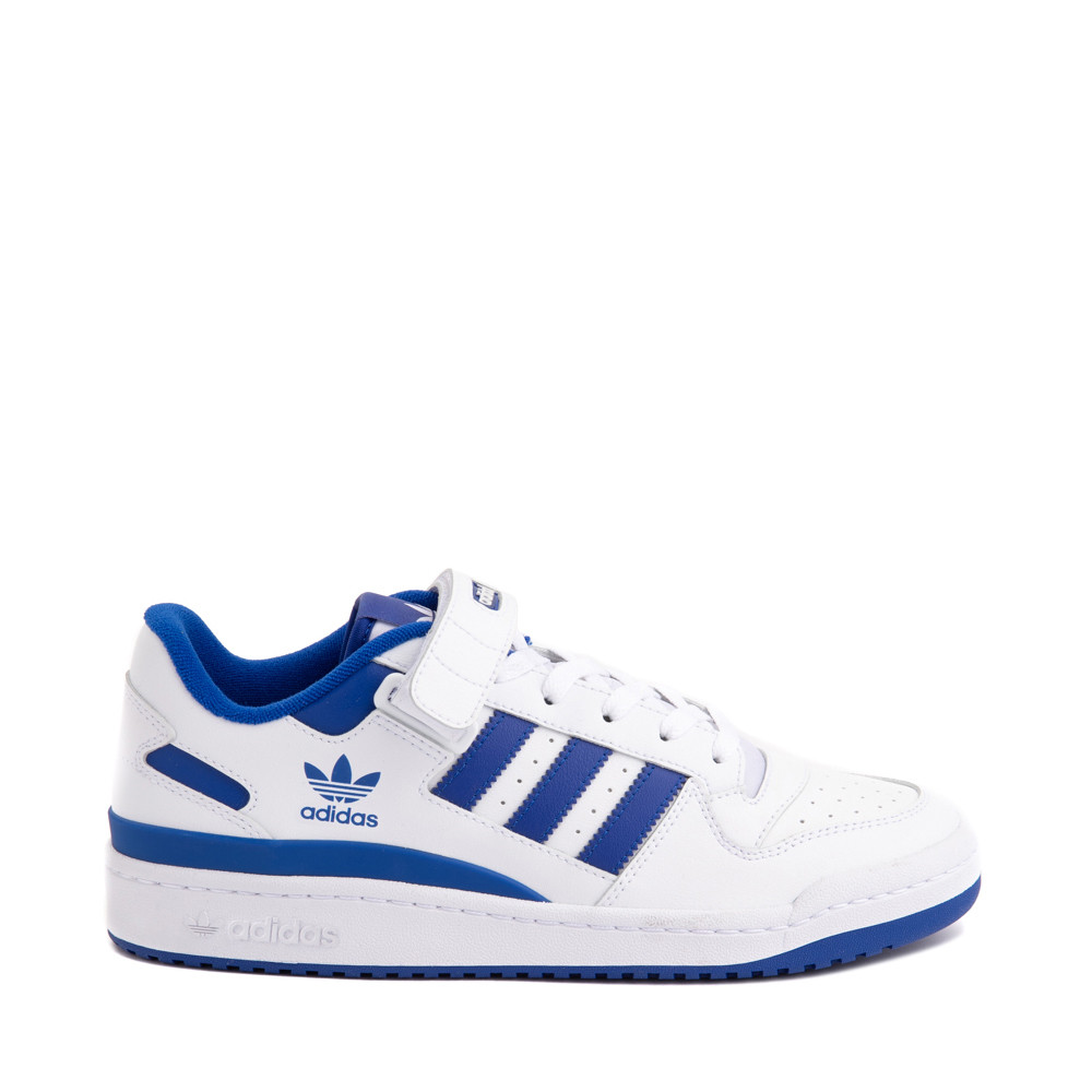 Mens adidas Forum Low Athletic Shoe - White / Collegiate Royal Blue | Journeys