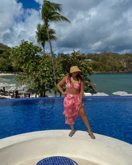 Swimsuit. Amazon fashion. Amazon finds. Travel blog. St. Lucia. Resort wear. Straw hat. Beach vacation. Vacation outfit. Bikini. Cover up. 

#LTKTravel #LTKSwim