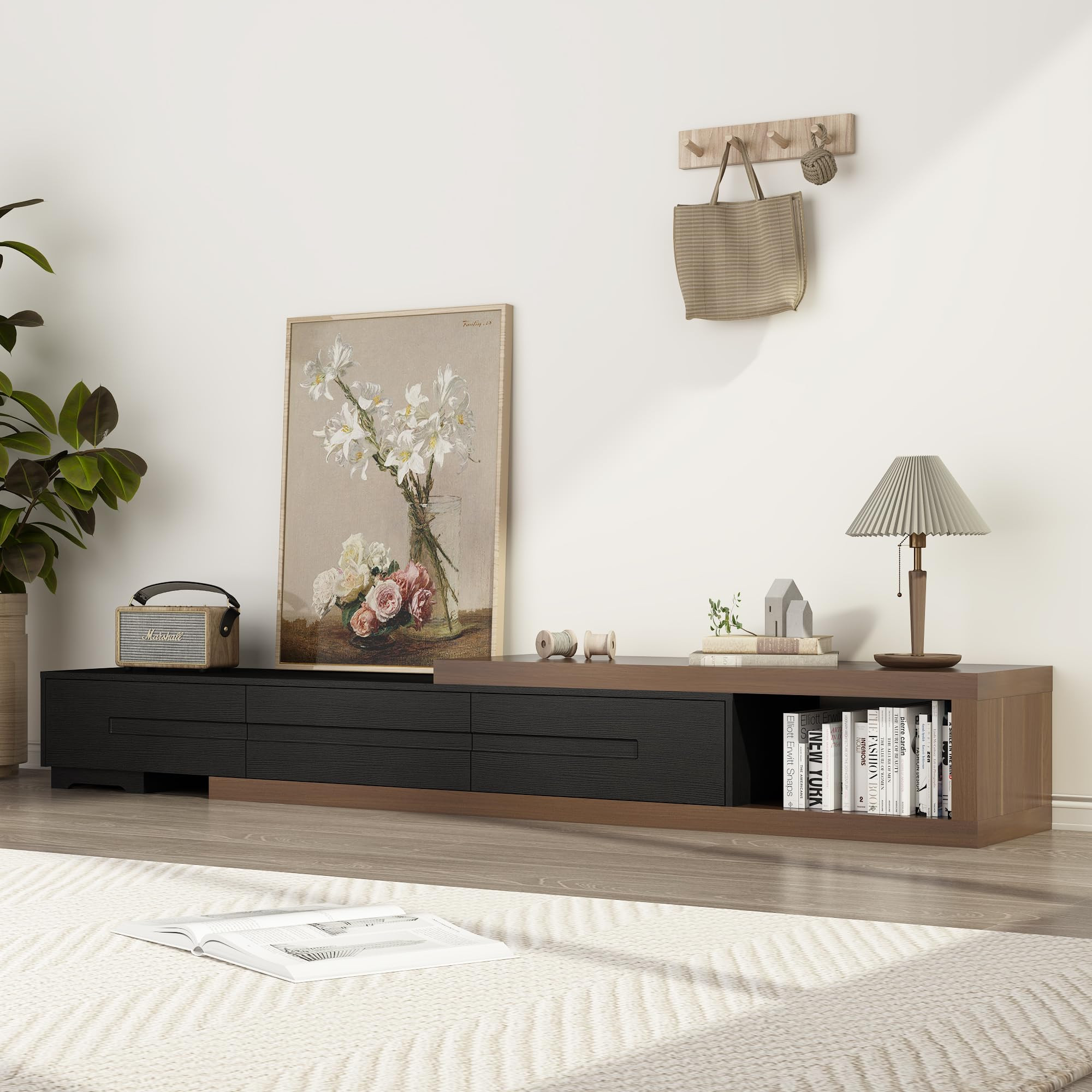 Extendable TV Stand, Modern Entertainment Center for Up to 120 Inch TV, Wood Reversible TV Media ... | Amazon (US)