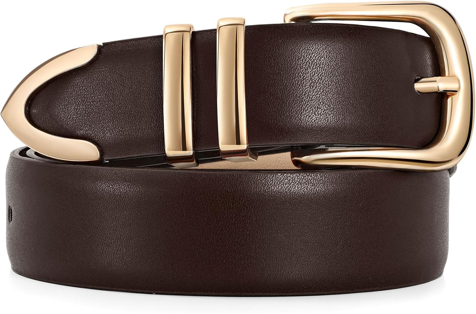 JASGOOD Women Leather Belt with Gold Buckle Ladies Fashion Faux Leather Waist Belt for Jeans Pant... | Amazon (US)