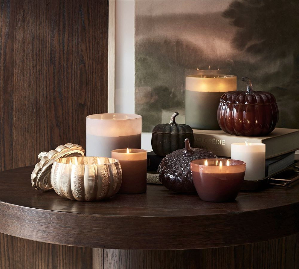 Handcrafted Pumpkin Lidded Recycled Glass Candles - Harvest Spice | Pottery Barn (US)