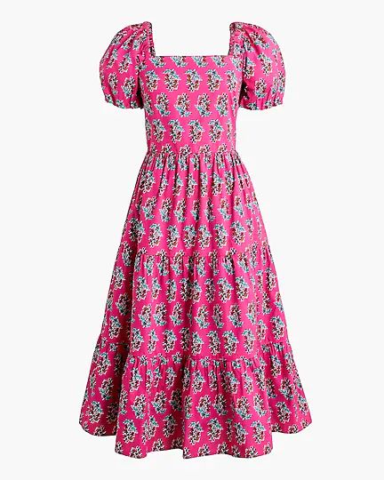 Tiered midi dress with puff sleeves | J.Crew Factory