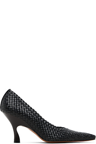 Black Elsa 90 Woven Heels | SSENSE