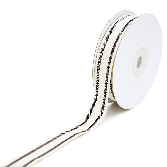 CT CRAFT LLC Natural Cotton Stripes Ribbon 5/8 inch (16mm) x 10 Yard.Decorative for DIY Crafts an... | Amazon (US)