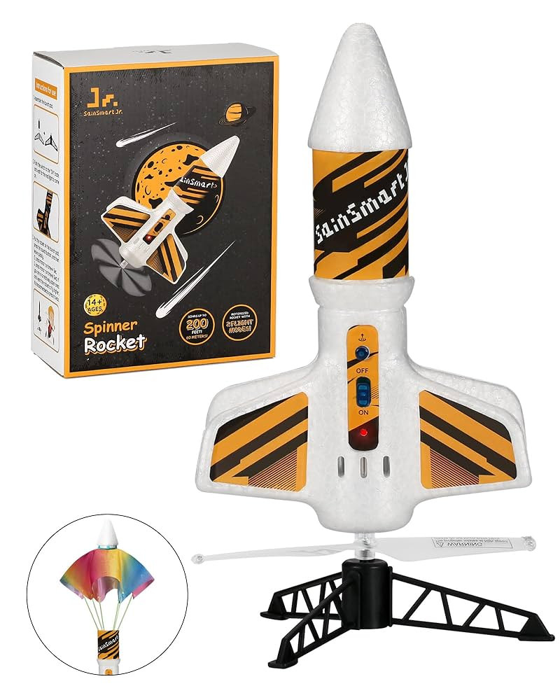 SainSmart Jr. Rocket Launcher for Kids - Motorized Air Rocket Launch up to 200 ft, Safely Land wi... | Amazon (US)