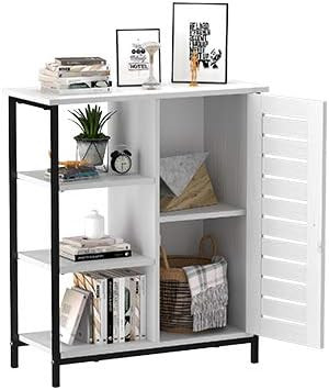 YITAHOME Side Storage Cabinet, Cupboard, Sideboard, Floor Cabinet with 3 Open Shelves and Door, S... | Amazon (US)