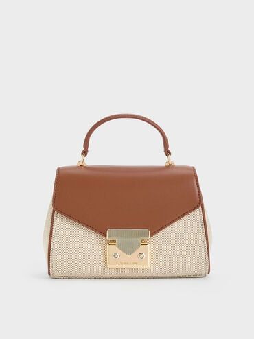 Eudora Canvas Top Handle Bag
 - Tan | Charles & Keith UK