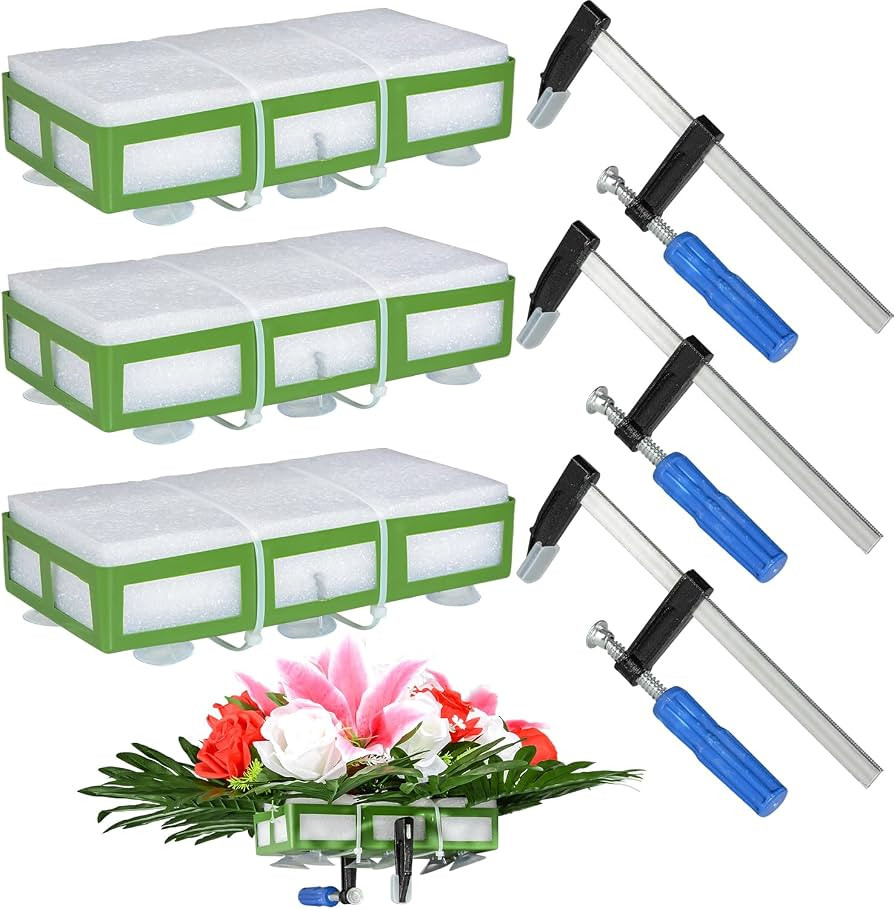 Cemetery Saddle, 3 Pack Headstone Saddles Holders with Foam for Florals and Artificial Flowers fo... | Amazon (US)