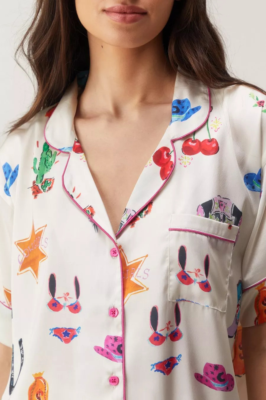 Satin Cowboy Western Pajama Shorts Set | Nasty Gal US