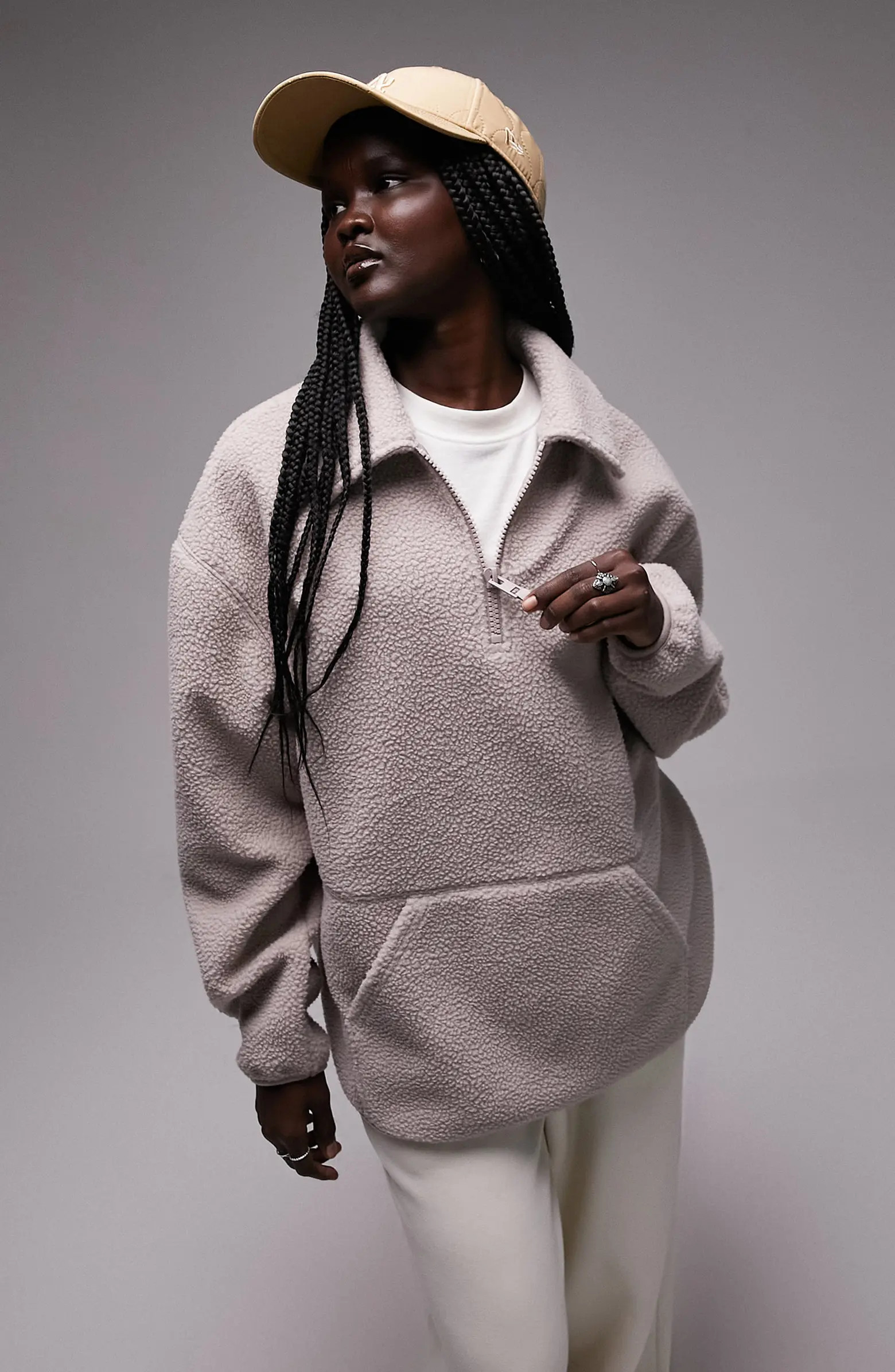 Oversize Half Zip Textured Fleece Pullover | Nordstrom