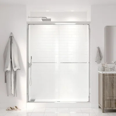 Strada 56 - 60 x 76" Frameless Bypass Sliding Shower Door 3/8" Clear Tempered Glass | Wayfair North America