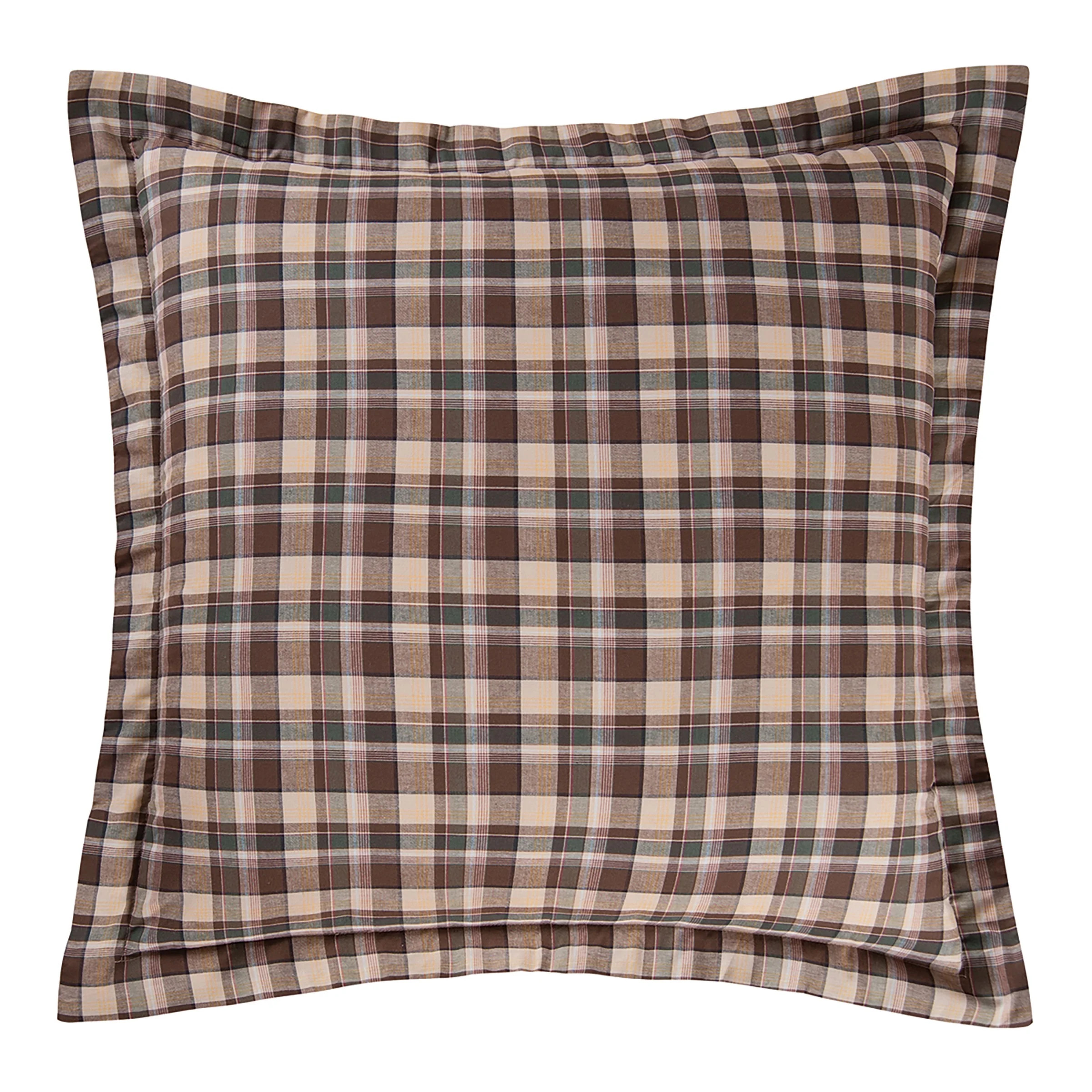 26" x 26" Rustic Plaid Cotton Euro Sham - Machine Washable | Walmart (US)