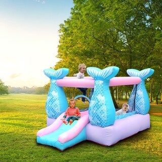 420D Oxford Blower w/ Indoor/Outdoor Mermaid Inflatable Castle - Mermaid | Bed Bath & Beyond