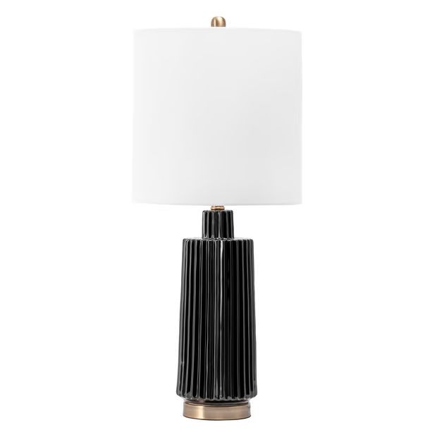 Black 31-inch Fluted Ceramic Block Table Lamp | Rugs USA