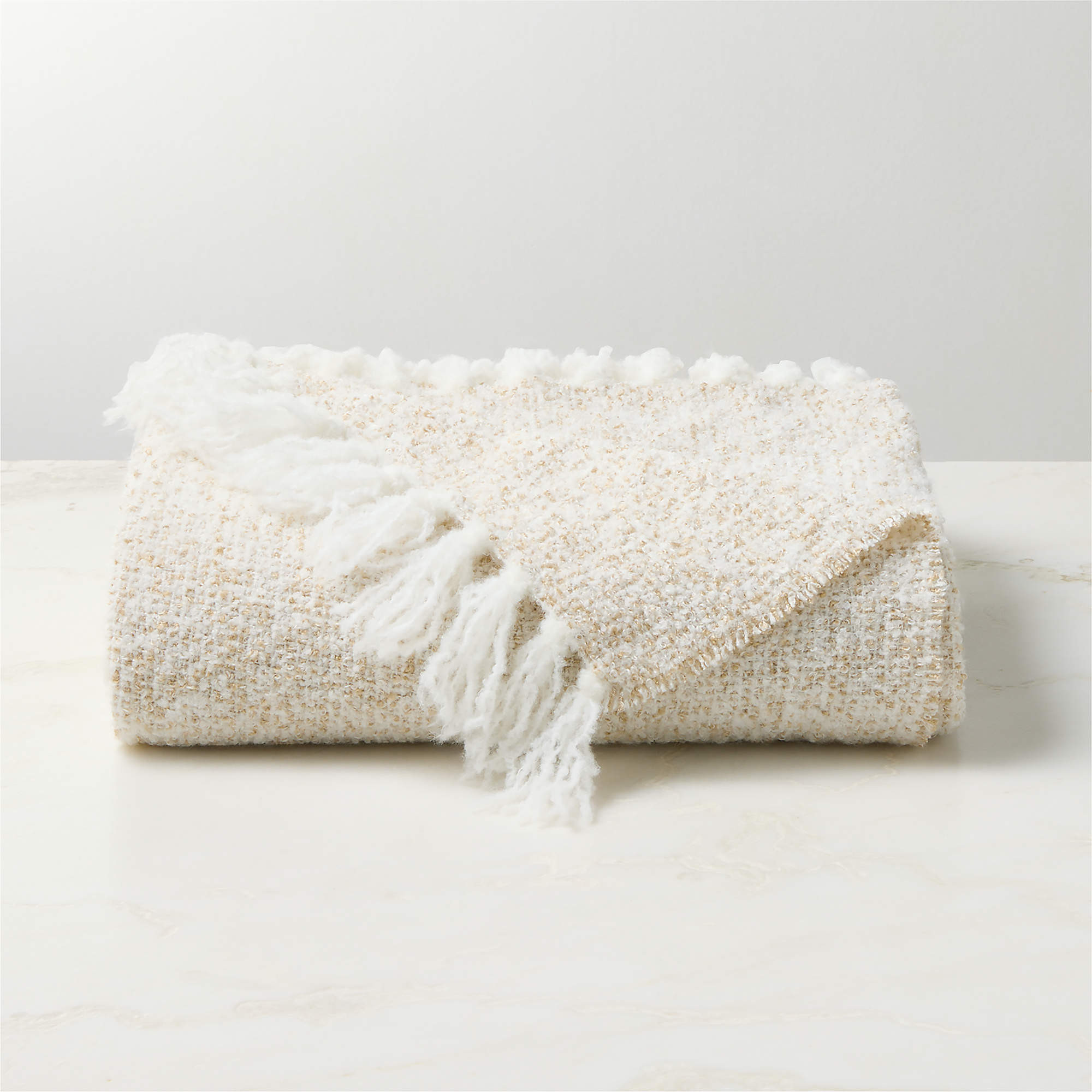 Desi Cream Textured Throw Blanket 50"x70" + Reviews | CB2 | CB2