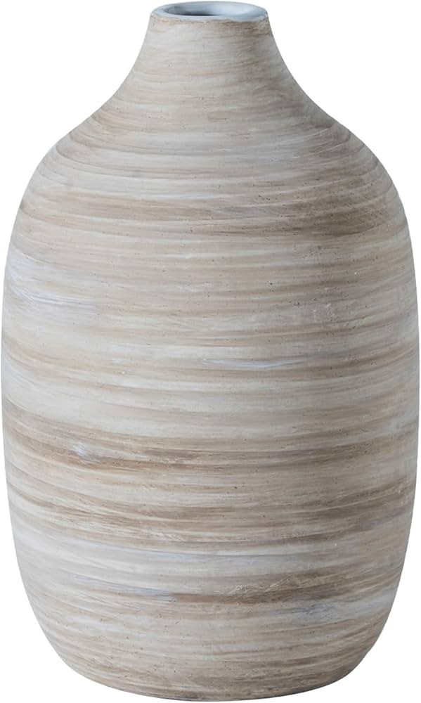 ALMA 9 Inch White Boho Vase for Modern Farmhouse|Ceramic Pampas Grass Vase|Decorative Rustic Vase... | Amazon (US)