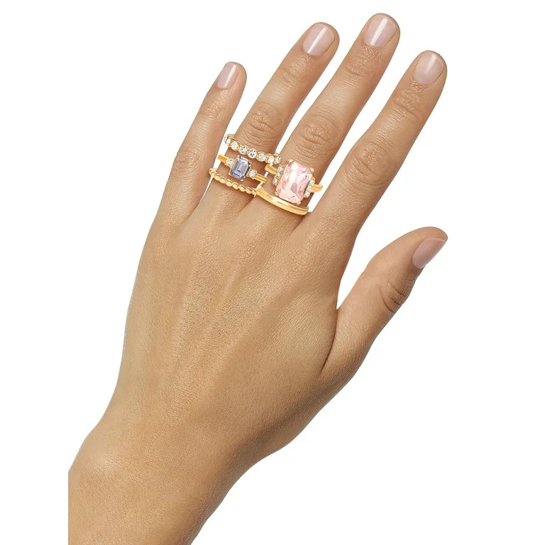 Jessica Simpson Fashion Metal Ring Jewelry Set, Set of 5 | Walmart (US)