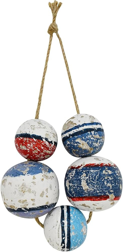 Nautical Decor Wood Wall Art Decorative Buoy Beach-Themed Ocean Coastal Decoration Hanging Fishin... | Amazon (US)