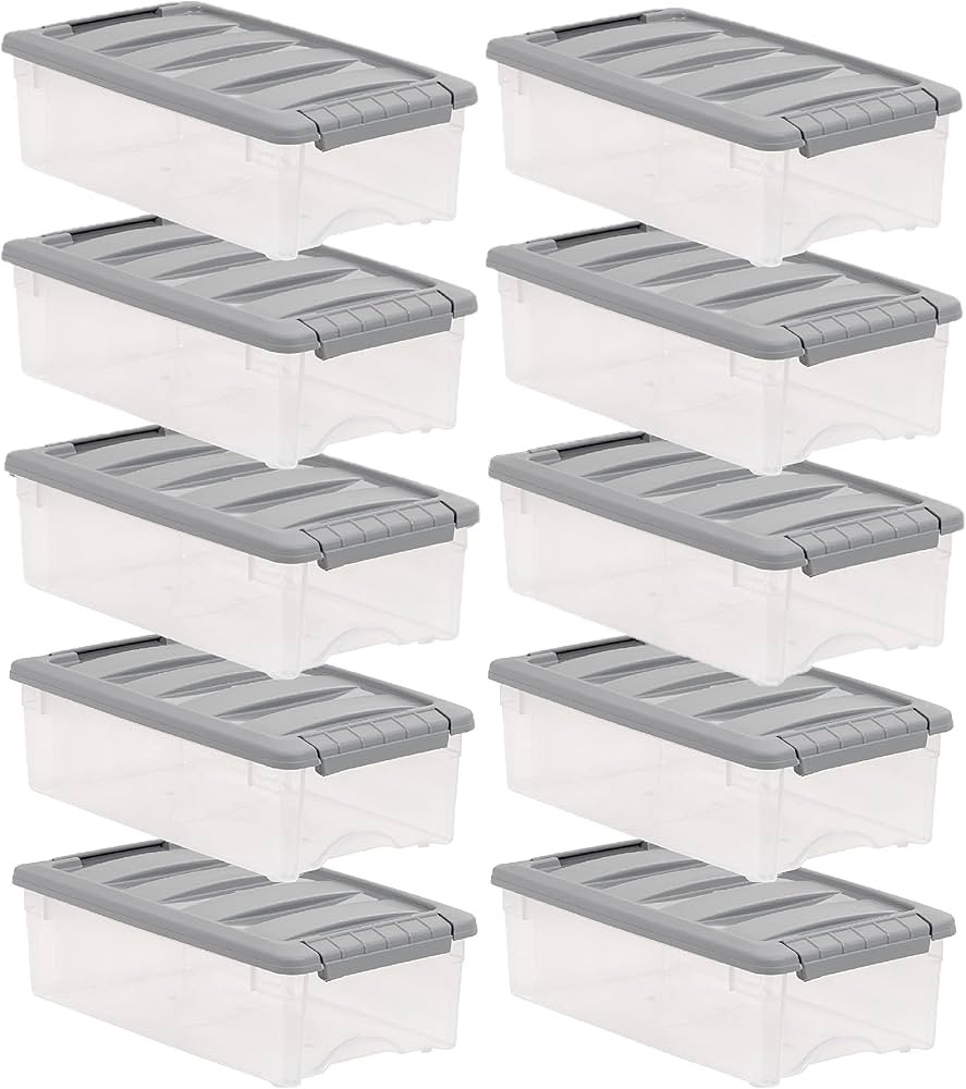 Amazon Basics Plastic Storage Containers with Secure Latching Lids, Stackable Organization Bins, ... | Amazon (US)