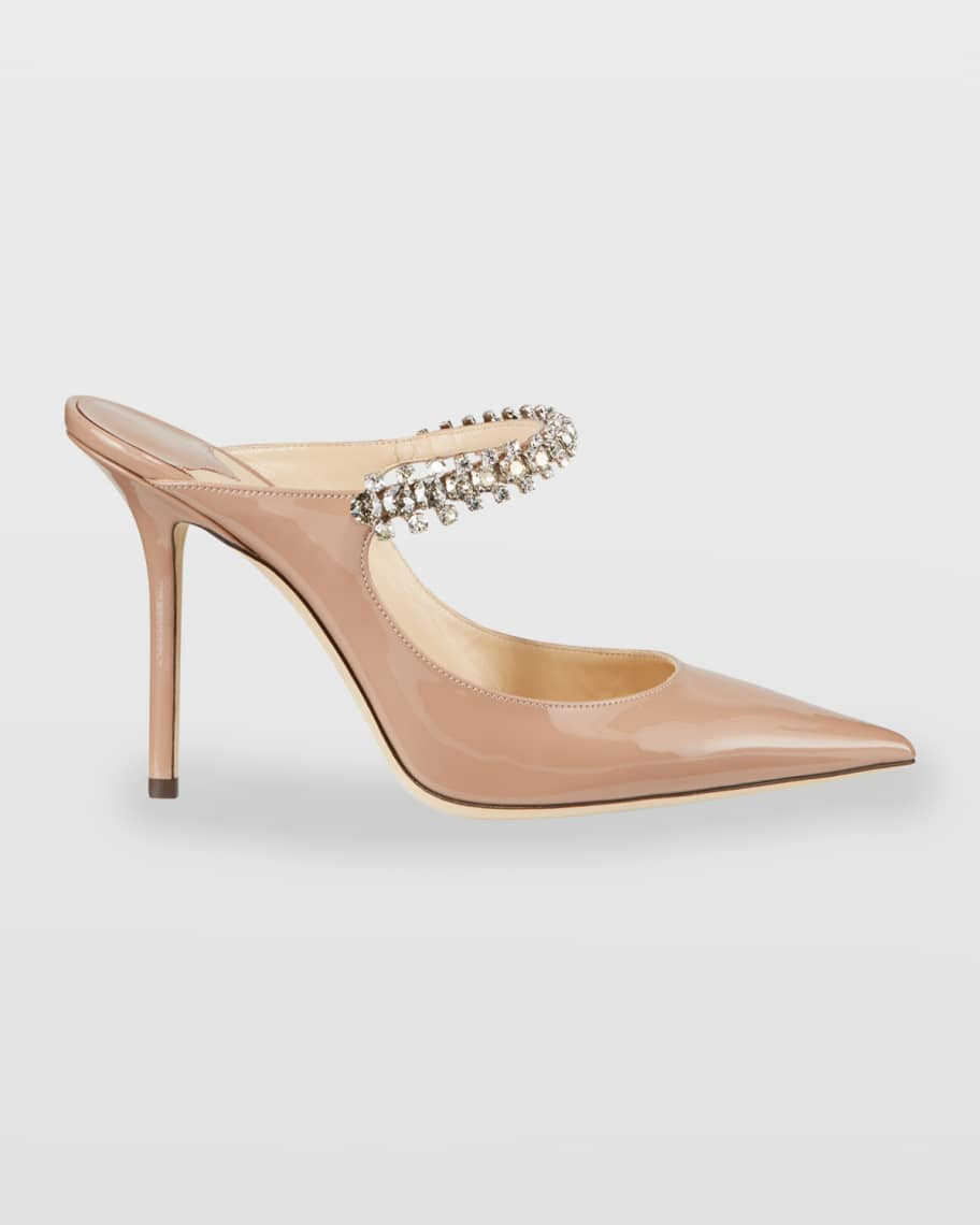 Jimmy Choo Bing Patent Crystal-Strap High-Heel Pumps | Neiman Marcus