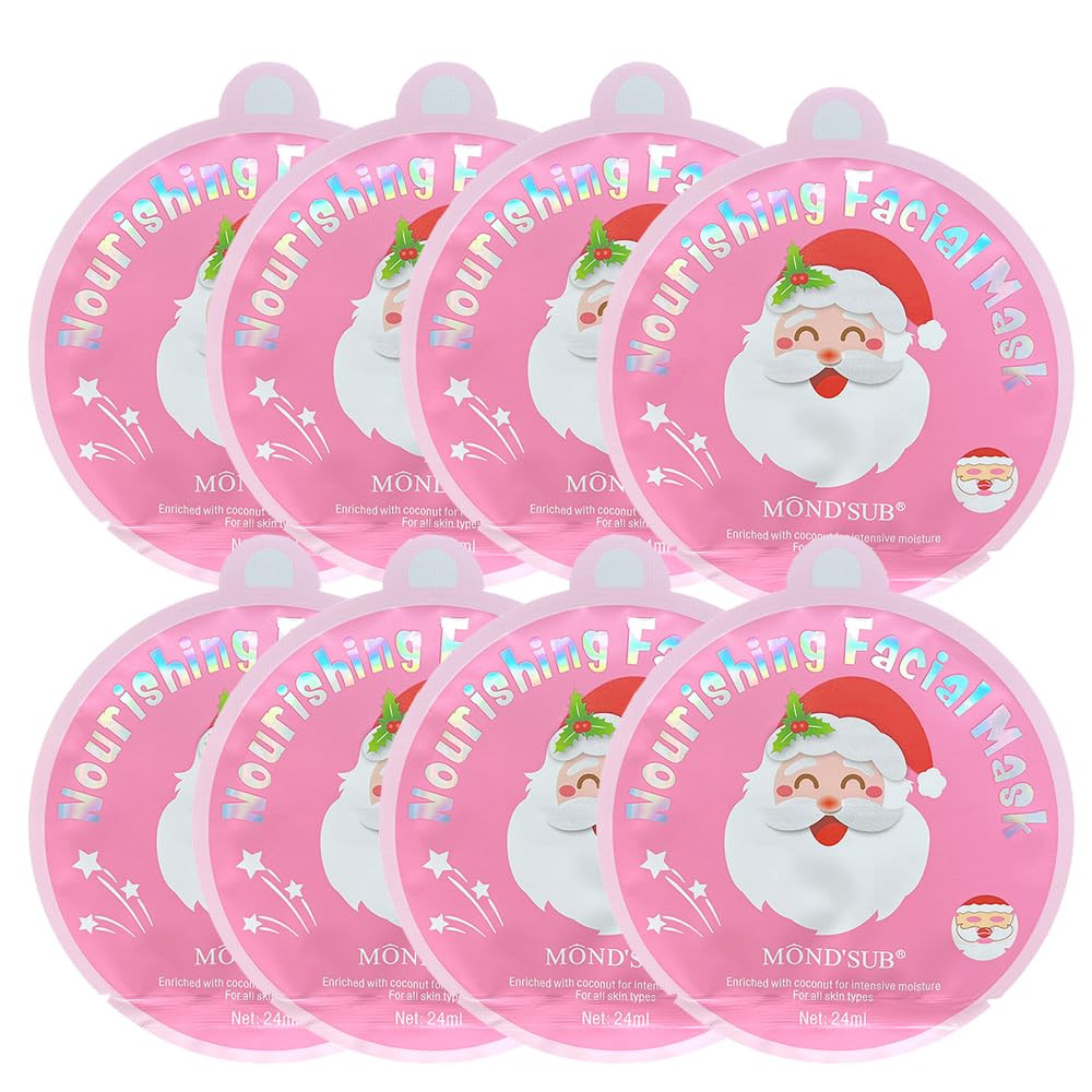 Christmas Facial Masks 8-Pack - Santa Claus Mask Hydrating, Smoothing, and Refreshing Skin-Cleari... | Amazon (US)