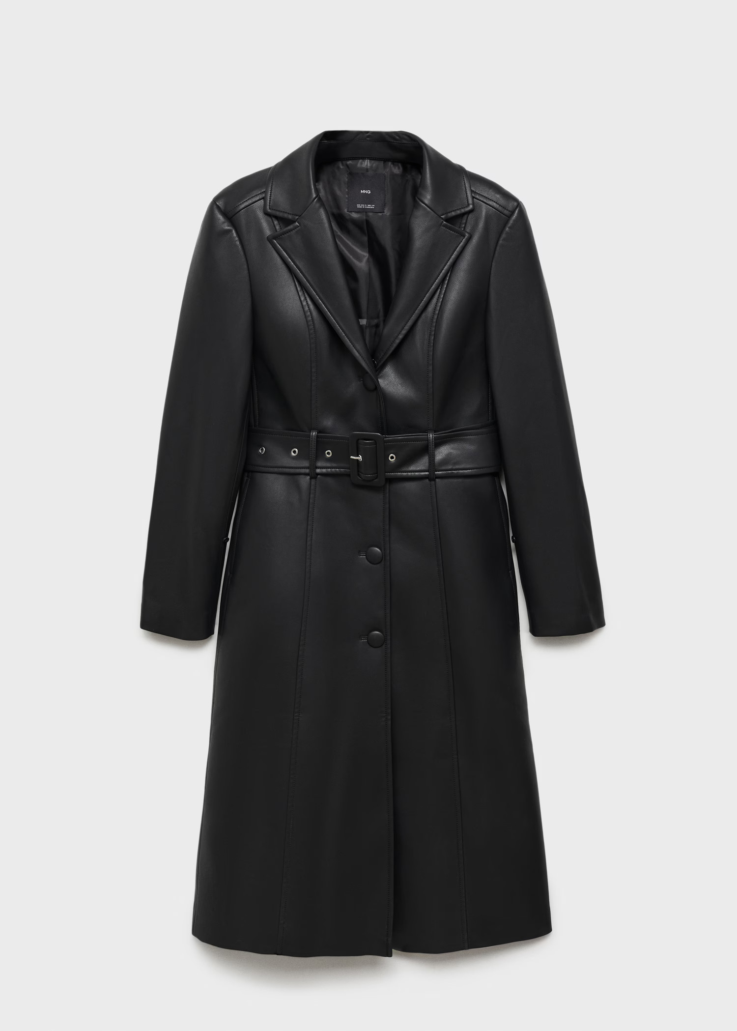 Leather-effect coat with fur-effect trim - Women | MANGO USA | Mango (US/MX/AU)