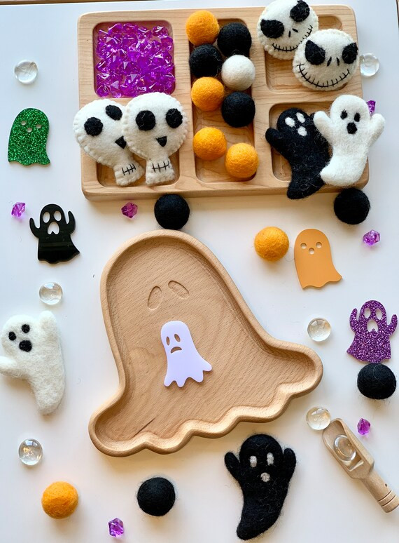 Wood Sensory Tray  Wood Ghost Plate  Halloween Toys  Wood - Etsy Canada | Etsy (CAD)