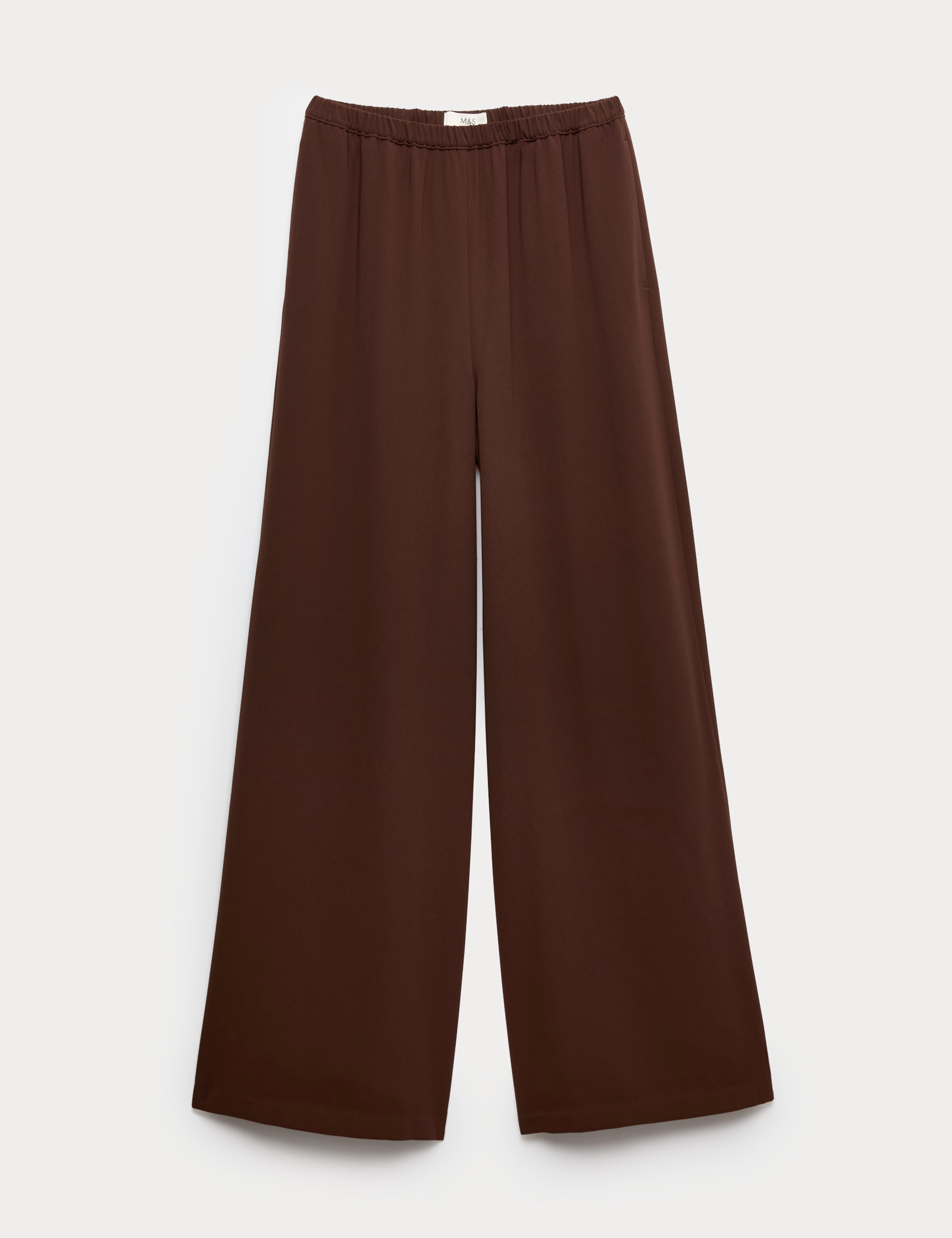 Crepe Elasticated Waist Wide Leg Trousers | M&S Collection | M&S | Marks & Spencer (UK)